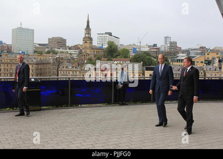 Der Herzog von Cambridge visits Newcastle und Sage Gateshead zu sorgen große Ausstellung des Nordens. Großbritannien, 7. September 2018, David Whinham/Alamy leben Nachrichten Stockfoto