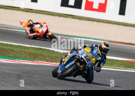 Misano, Italien. 7. September 2018. THOMAS LUTHI aus der Schweiz, CarXpert Interwetten Team, Kalex, Gran Premio Octo di San Marino e della Riviera di Rimini, während der Freitag FP1 im Marco Simoncelli World Circuit für die 13. Runde der MotoGP-Weltmeisterschaft, von September 7. bis 9., 2018. 7. Sep 2018. Quelle: AFP 7/ZUMA Draht/Alamy leben Nachrichten Stockfoto