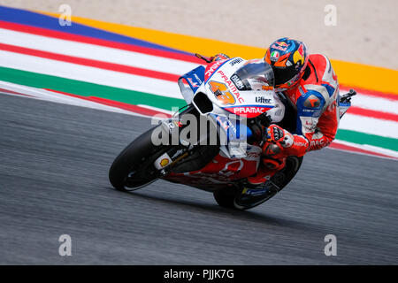 Misano, Italien. 7. September 2018. JACK MILLER aus Australien, Alma Pramac Racing, Ducati Desmosedici, Gran Premio Octo di San Marino e della Riviera di Rimini, während der Freitag FP2 im Marco Simoncelli World Circuit für die 13. Runde der MotoGP-Weltmeisterschaft, von September 7. bis 9., 2018. 7. Sep 2018. Quelle: AFP 7/ZUMA Draht/Alamy leben Nachrichten Stockfoto