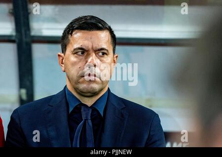 Ploiesti, Rumänien. 7. September 2018. Cosmin Contra - Head Coach (Rumänien) während der Fußball, UEFA Nationen Liga 2019, Finale, Spiel zwischen den nationalen Teams von Rumänien (ROU) und Montenegro (MNE) am Ilie Oana Stadion, Ploiesti, Rumänien ROU. Foto: Catalin Soare Credit: Cronos/Alamy leben Nachrichten Stockfoto