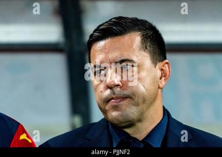 Ploiesti, Rumänien. 7. September 2018. Cosmin Contra - Head Coach (Rumänien) während der Fußball, UEFA Nationen Liga 2019, Finale, Spiel zwischen den nationalen Teams von Rumänien (ROU) und Montenegro (MNE) am Ilie Oana Stadion, Ploiesti, Rumänien ROU. Foto: Catalin Soare Credit: Cronos/Alamy leben Nachrichten Stockfoto