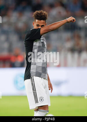 München, Deutschland. 06 Sep, 2018. Leroy SANE (GER). Fussball Laenderspiel, Deutschland (GER) - Frankreich (FRA) 0:0, UEFA Liga, Saison 2018/2019, am 06/09/2018 in Muenchen/ALLIANZARENA/Deutschland. Anmerkung der Redaktion: DFB-Vorschriften die Verwendung von Fotografien als Bildsequenzen und/oder quasi-Video zu verbieten. € | Nutzung der weltweiten Kredit: dpa/Alamy leben Nachrichten Stockfoto