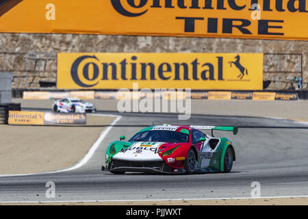Salinas, Kalifornien, USA. 7. Sep 2018. Der Geist der Rennen Ferrari 488 GT3 Auto Praxis für den America's Reifen 250 an WeatherTech Raceway Laguna Seca in Salinas, Kalifornien. Quelle: Walter G Arce Sr Asp Inc/ASP/ZUMA Draht/Alamy leben Nachrichten Stockfoto