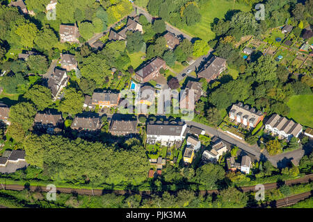 Oberhausen beraterplätze Kolonie Siedlung Grafenbusch, historischen Arbeiter, zeche Immobilien Gutehoffnungshütte und Zeche Osterfeld, Zeche Häuser, Oberhausen, Ruhrgebiet, Nordrhein-Westfalen, Deutschland Stockfoto