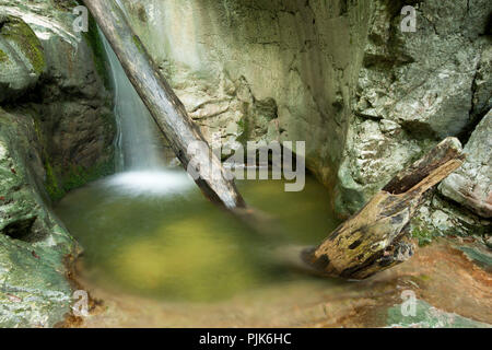 Wasserfall im Bodinggraben, Nationalpark Kalkalpen, Oberösterreich, Österreich. Stockfoto