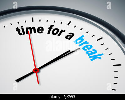 Ein Bild einer schönen Uhr mit Zeit für eine Pause Stockfoto