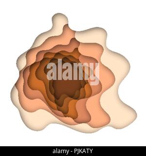 Abstrakte braunen Hintergrund mit Papier geschwungenen relief Schichten. Vector Illustration. Papier schneiden Poster. Für business Banner, Flyer, Plakat, b Stock Vektor
