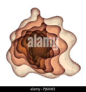 Abstrakte braunen Hintergrund mit Papier geschwungenen relief Schichten. Vector Illustration. Papier schneiden Poster. Für business Banner, Flyer, Plakat, b Stock Vektor