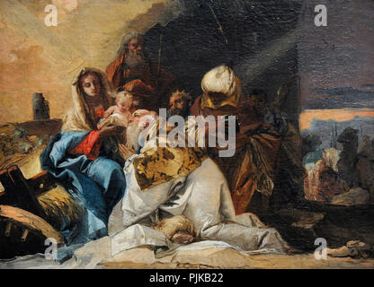 Giandomenico Tiepolo (1727-1804). Italienischer Maler. Die Anbetung der Könige, 1753, Wallraf-Richartz-Museum. Köln. Deutschland. Stockfoto