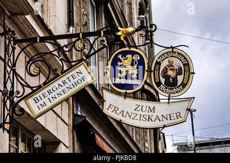 Franziskaner Brauerei Zeichen, München, Deutschland Stockfoto