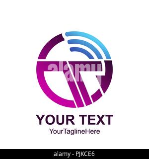 Anfangsbuchstabe T-logo Vorlage violett Kreis signal Design für Business und Unternehmen Identität Stock Vektor