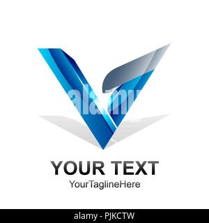 Anfangsbuchstabe V logo Vorlage farbig blau silber Kugel 3d-design für Business und Unternehmen Identität Stock Vektor