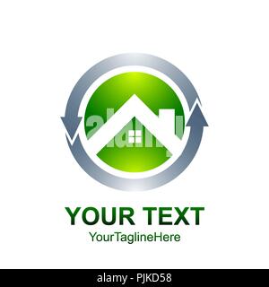 Kreis Pfeil Dach Logo für die architektonische Entwicklung Unternehmen Stock Vektor