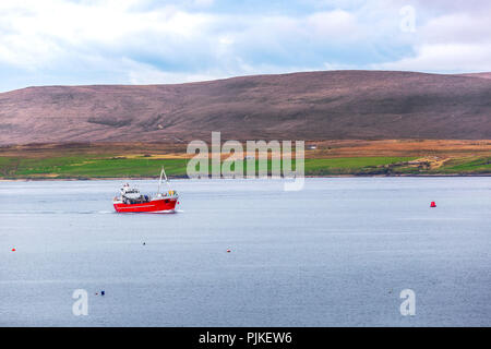 Ein Schiff in den Hafen von Stromness, Orkney Inseln Stockfoto