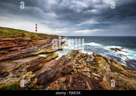 Tarbat Ness Leuchtturm auf der Halbinsel Tarbat Ness Stockfoto