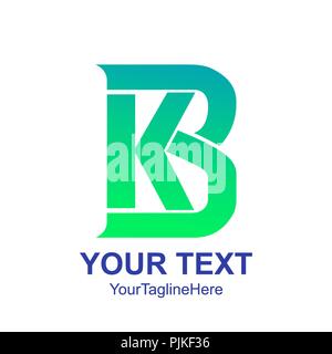 Initial KB oder BK Logo Design Template element Grün für Unternehmen und Firmen-ID Stock Vektor