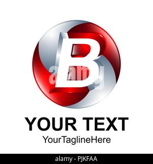 Anfangsbuchstabe B Logo Design template Element farbig Silber Rot 3d Kreis Kugel negativer Platz für Business- und Unternehmensidentität Stock Vektor