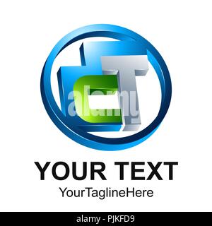Initial CMT Logo Design template Element farbig Silber Grün Blau Kreis 3D für Wirtschaft und Gesellschaft Identität Stock Vektor