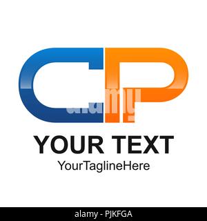Initial CP Logo Design template Element abgerundet durch die orange Farbe blau für Wirtschaft und Gesellschaft Identität Stock Vektor