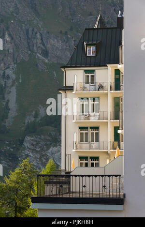 Hotel Waldhaus, Sils Maria auf dem Silsersee, in der Nähe von St. Moritz, Maloja, Oberengadin, Graubünden, Schweiz Stockfoto