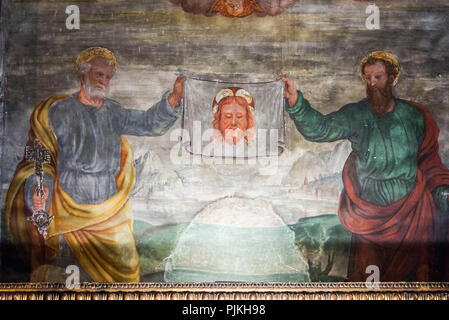 Innenraum der SS. Pietro e Paolo in Ascona, Lago Maggiore, Tessin, Schweiz Stockfoto