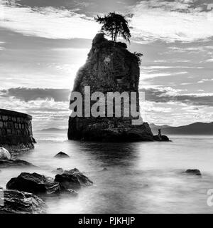 Siwash Rock im Stanley Park, Vancouver, Kanada Stockfoto