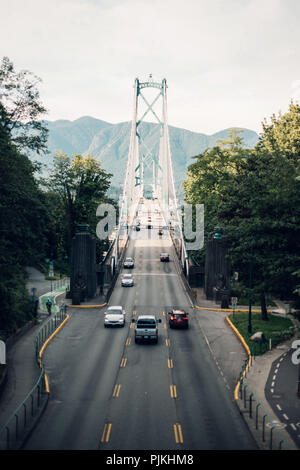 Blick auf die Lions Gate Bridge, Vancouver, Kanada Stockfoto