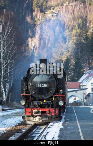 Deutschland, Sachsen, Oberlausitz, Oybin, Dampflokomotive Stockfoto