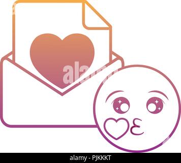 Liebe schreiben und Kiss emoji Symbol auf weißem Hintergrund, Vector Illustration Stock Vektor