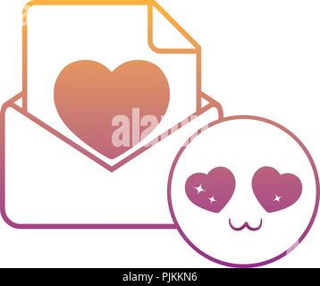 Liebe schreiben und in der Liebe Emoji auf weißem Hintergrund, Vector Illustration Stock Vektor