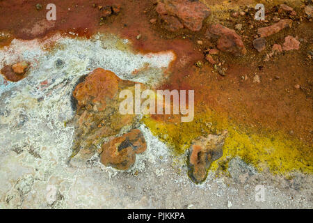 Island, Myvatn region, solfatara Feld Námaskarð, Schwefel Efflorezenz Stockfoto