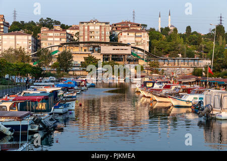 Blick von kanarya Ufer auf kucukcekmece See. See Kucukcekmece ist eine Lagune im europäischen Teil von Istanbul Provinz, Nordwesten der Türkei. Stockfoto