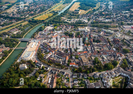 Luftaufnahme, Überblick über das Zentrum der Stadt Dorsten mit dem Einkaufszentrum Mercaden, Dorsten, Ruhrgebiet, Nordrhein-Westfalen, Deutschland Stockfoto