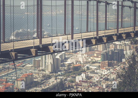 Die hängebrücke auf dem Felsen von Gibraltar, Jewel und Britische Enklave an der Mittelmeer Stockfoto