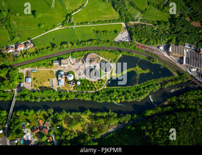 Lenne Abwasser Arbeit in Iserlohn städtische Umgebung, Hohenlimburg, Iserlohn, Ruhrgebiet, Nordrhein-Westfalen, Deutschland Stockfoto