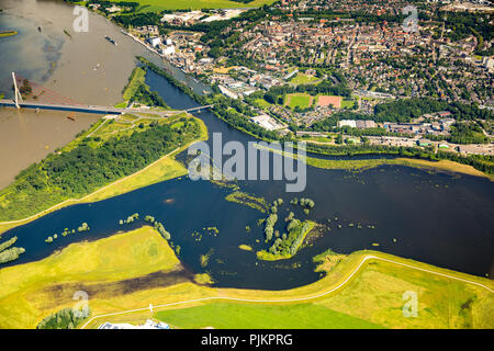 Lippe Mündung und Hochwasser am Rhein, der Wiederaufbau der Lippe - Wesel, Niederrhein, Nordrhein-Westfalen, Deutschland Stockfoto