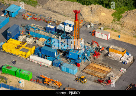 Test Gas bohren am alten Schacht Radbod 7 in Herbern Bauerschaft Nordick, Angst vor Fracking, Ascheberg, Münsterland, Nordrhein-Westfalen, Deutschland Stockfoto