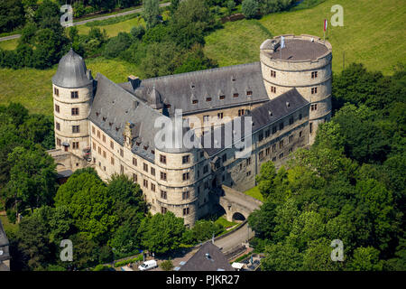 Wewelsburg, Hügel Schloss im Ortsteil Wewelsburg der Stadt Büren in Paderborn, dreieckige Hochburg, Youth Hostel, Jugendherberge, Büren, Soester Börde, Nordrhein-Westfalen, Deutschland Stockfoto