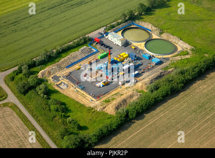 Test Gas bohren am alten Schacht Radbod 7 in Herbern Bauerschaft Nordick, Angst vor Fracking, Ascheberg, Münsterland, Nordrhein-Westfalen, Deutschland Stockfoto