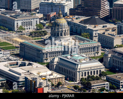 City Hall, Civic Center Plaza, Veteranen, War Memorial Opera House, San Francisco, San Francisco Bay Area, Vereinigten Staaten von Amerika, Kalifornien, USA Stockfoto