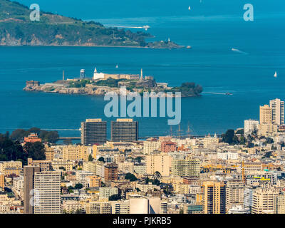 Blick auf Alcatraz, San Francisco, San Francisco Bay Area, Vereinigten Staaten von Amerika, Kalifornien, USA Stockfoto