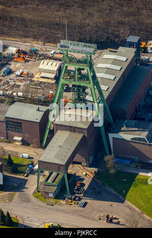 Bergwerk Prosper Haniel mit doppelter Fördergerüst, Bottrop, Ruhrgebiet, Nordrhein-Westfalen, Deutschland Stockfoto