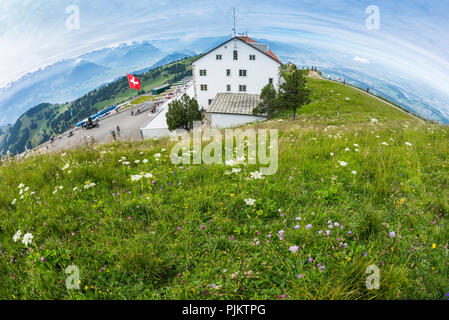 Rigi Kulm Hotel an der Bergstation der Zahnradbahn Vitznau-Rigi-Bahn, in der Nähe von Luzern, den Vierwaldstättersee, Kanton Luzern, Schweiz Stockfoto