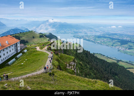 Rigi Kulm Hotel an der Bergstation der Zahnradbahn Vitznau-Rigi-Bahn, in der Nähe von Luzern, den Vierwaldstättersee, Kanton Luzern, Schweiz Stockfoto