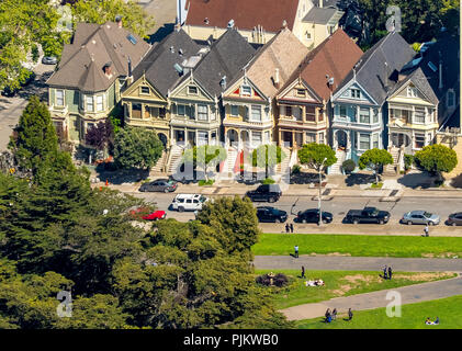 Painted Ladies Steiner Street, viktorianischen Häusern, San Francisco, San Francisco Bay Area, Vereinigten Staaten von Amerika, Kalifornien, USA Stockfoto