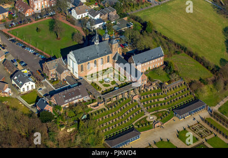 Geistliches und kulturelles Zentrum Kloster Kamp mit terrassierten Garten und barocken Garten, Garten Kunst, Kamp-Lintfort, Niederrhein, Nordrhein-Westfalen, Deutschland Stockfoto