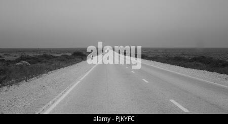 Auf der Australischen Straße, quer durch die Nullarbor. Stockfoto