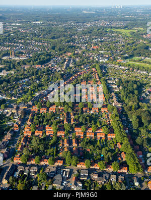 Oberhausen-Osterfeld Stemmersberg, historischen Arbeiter Siedlung Gutehoffnungshütte und Zeche Immobilien Zeche Osterfeld, Zeche Häuser, Oberhausen, Ruhrgebiet, Nordrhein-Westfalen, Deutschland Stockfoto