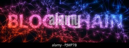 Blockchain Konzept mit angeschlossen werden. 3D-Darstellung Stockfoto