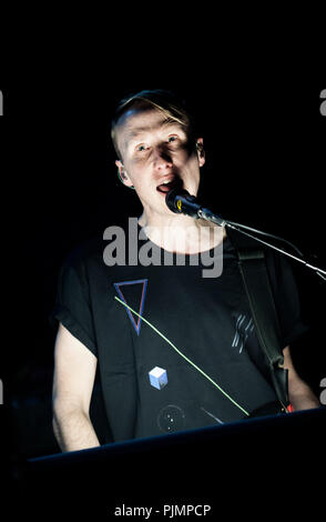 Konzert des Belgischen electro band Gans Im Ancienne Belgique (Brüssel, 22/04/2016) Stockfoto